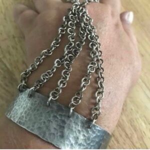 SOLID STERLING SILVER HANDMADE HAND CHAIN PANJA BRACELET